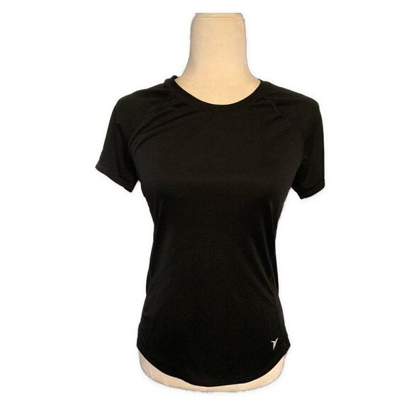 Old Navy Solid Black Active Semi Fitted Shirt Sleeve Top T Shirt Xs - Picture 1 of 4